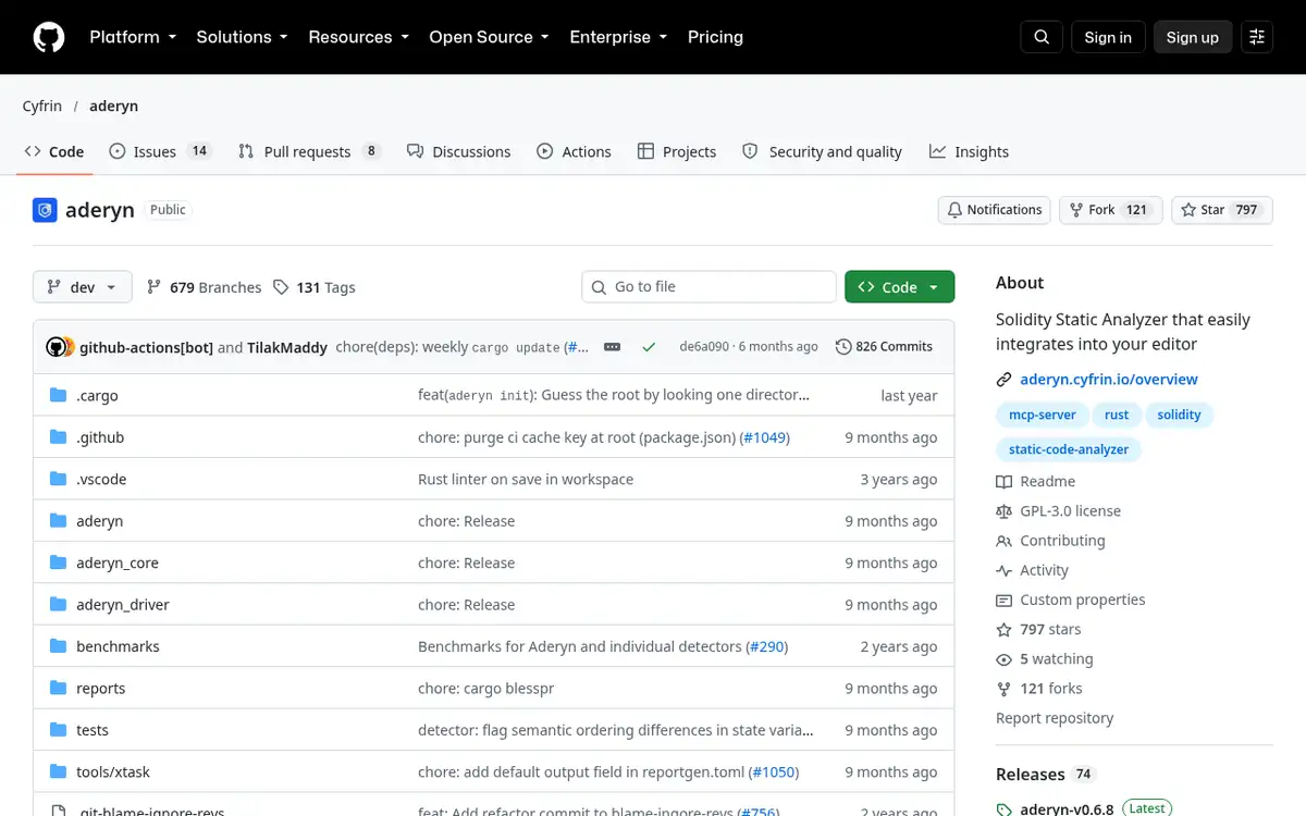 Homepage of Aderyn