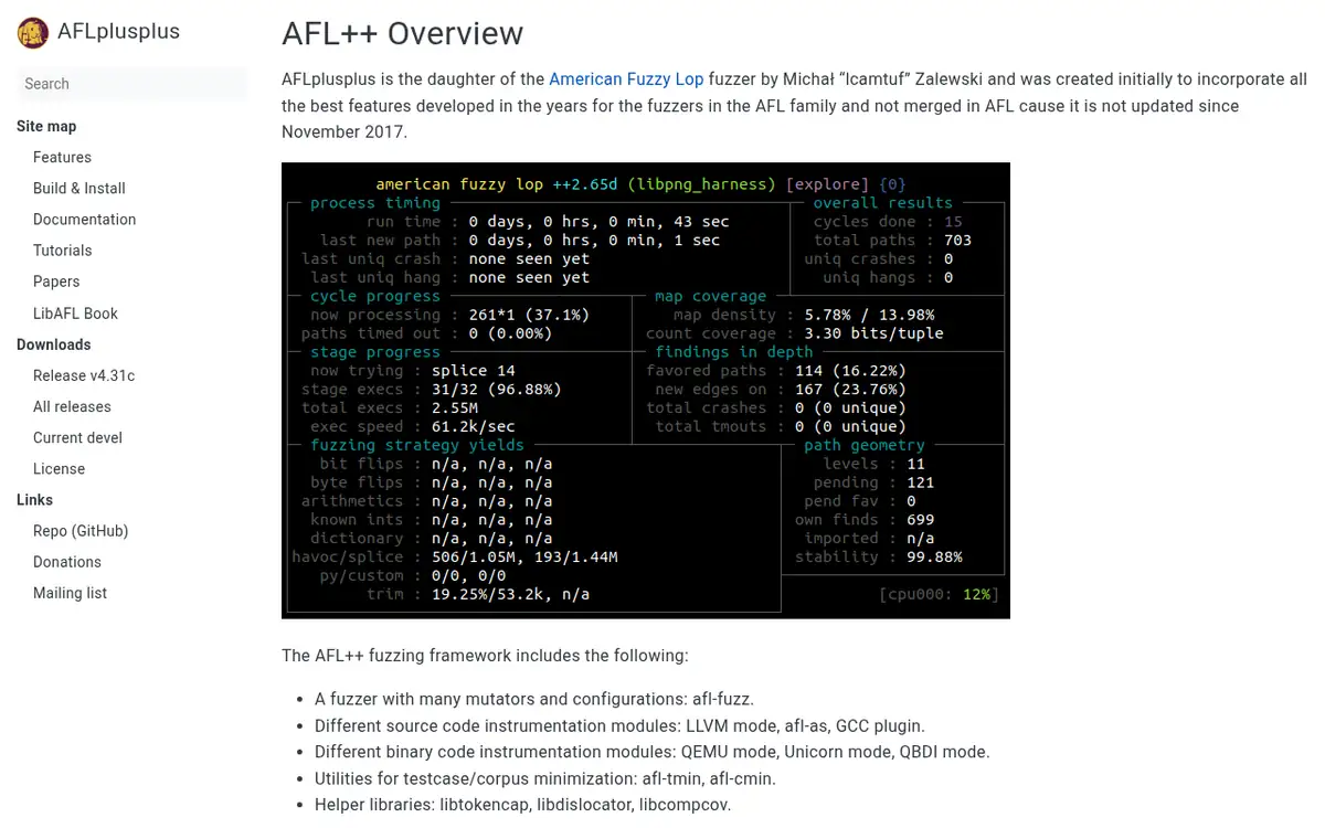 Homepage of AFL++