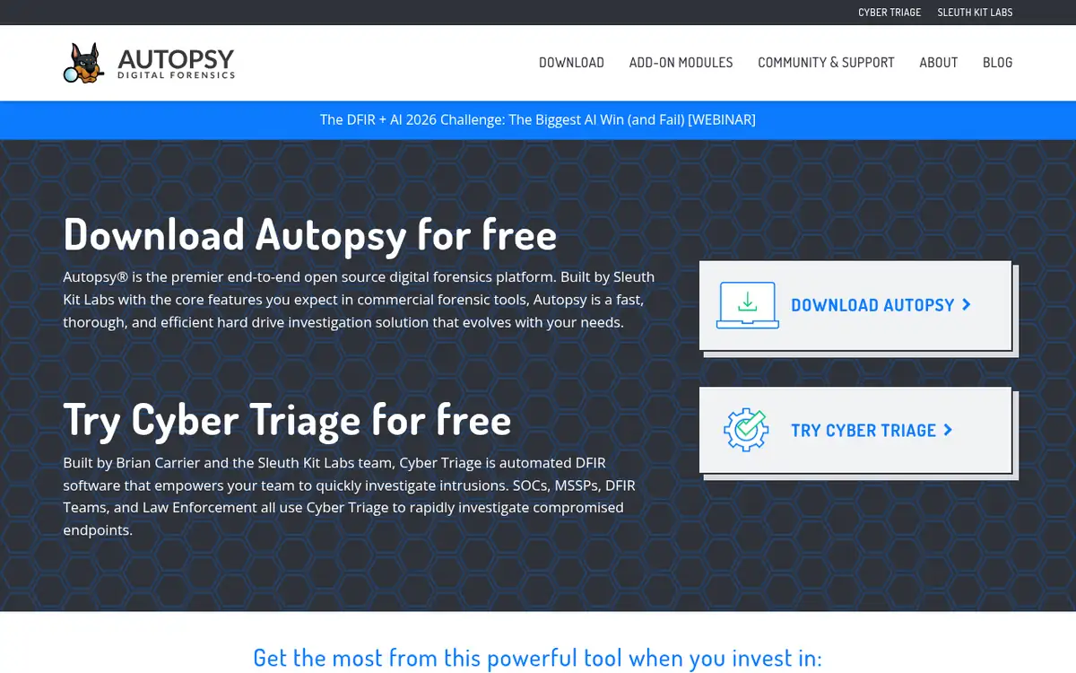 Homepage of Autopsy