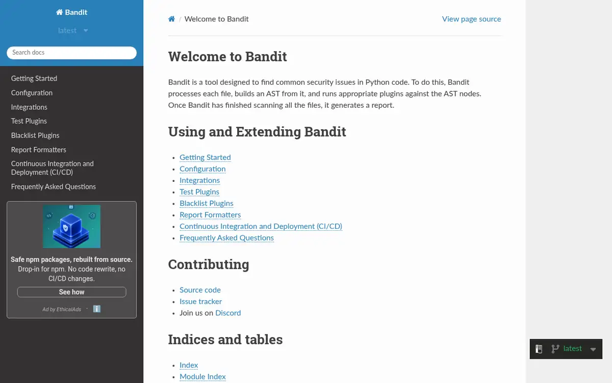 Homepage of Bandit