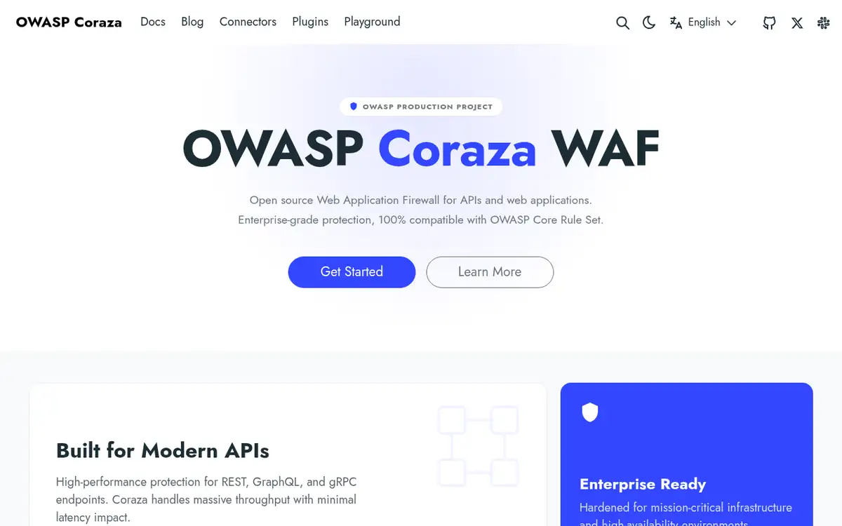 Homepage of Coraza