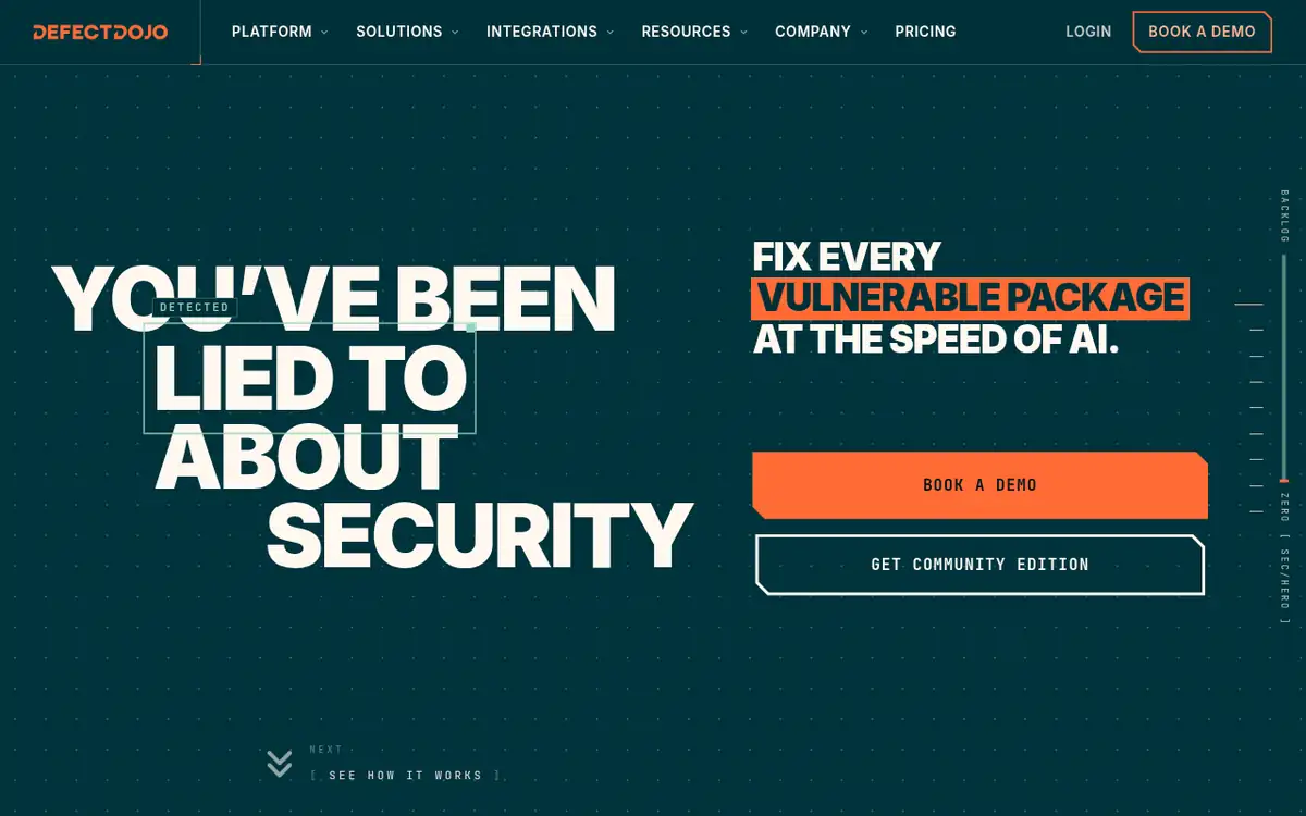 Homepage of DefectDojo