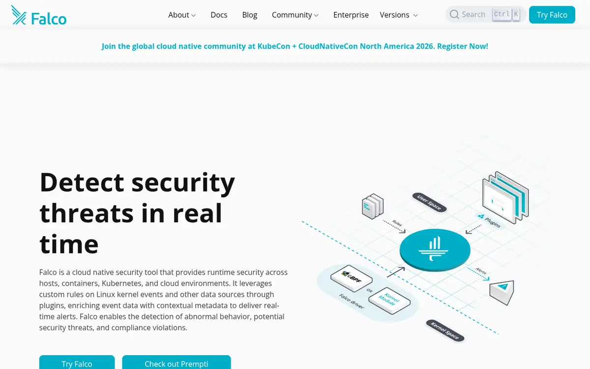 Homepage of Falco
