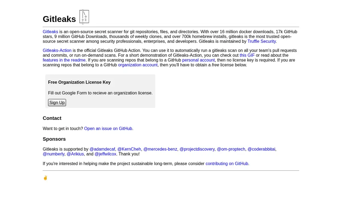 Homepage of Gitleaks