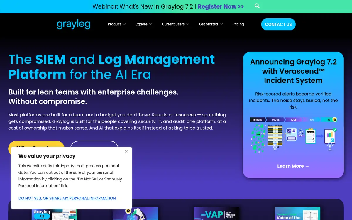 Homepage of Graylog
