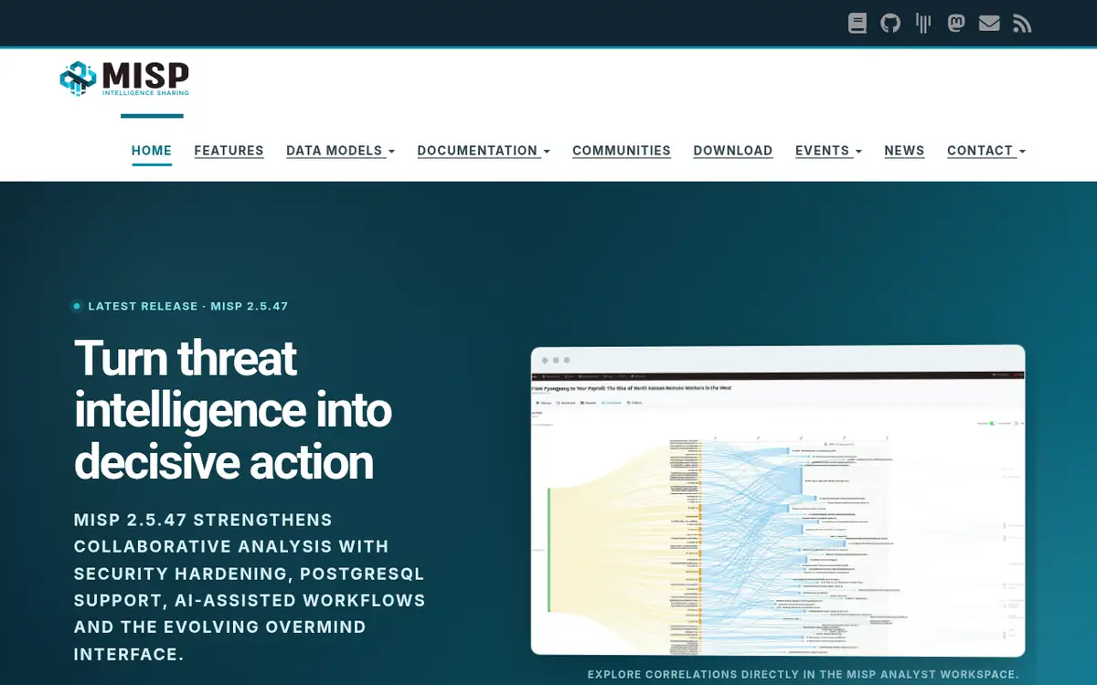 Homepage of MISP
