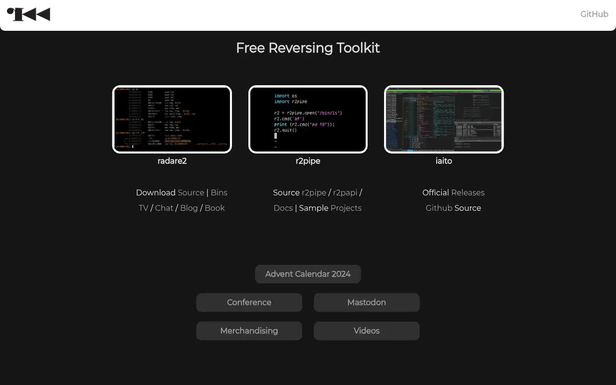 Homepage of radare2