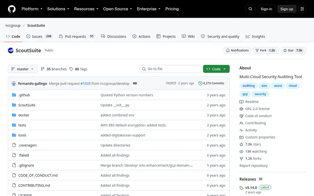 Homepage of ScoutSuite