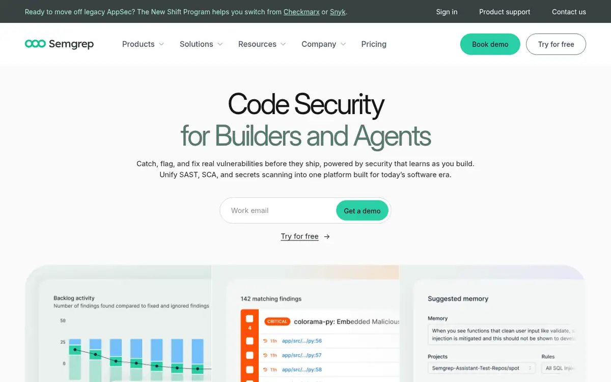 Homepage of Semgrep