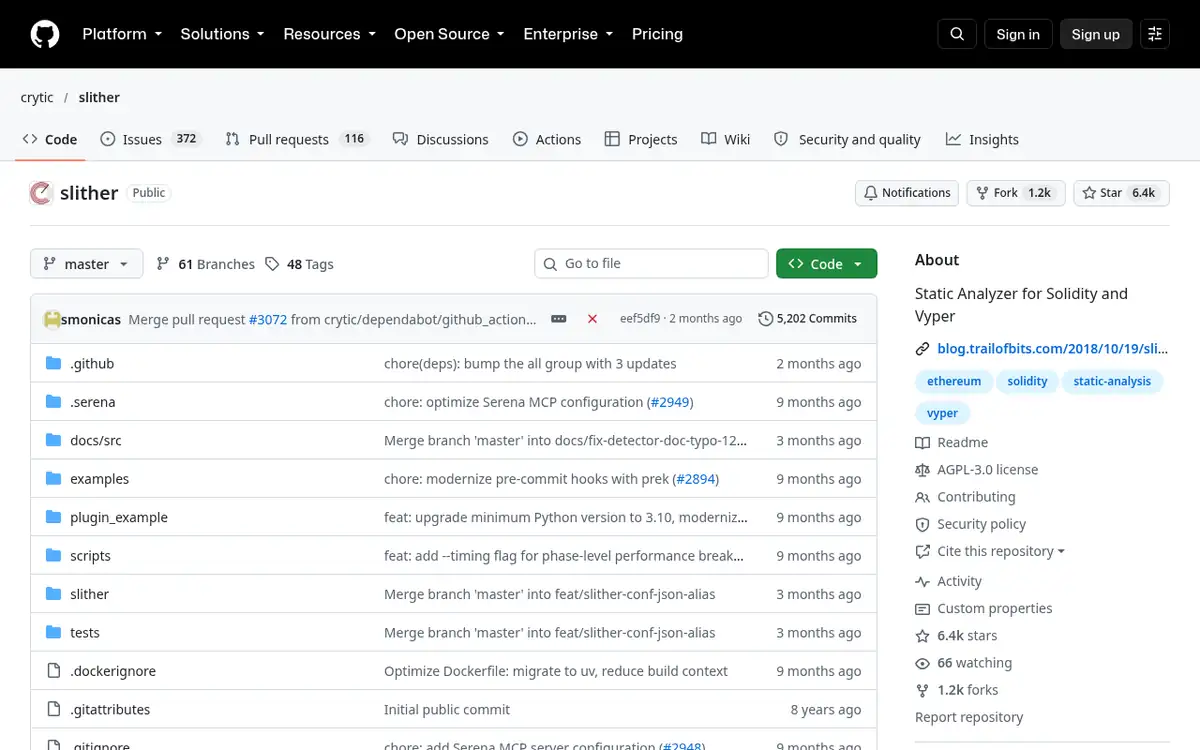 Homepage of Slither