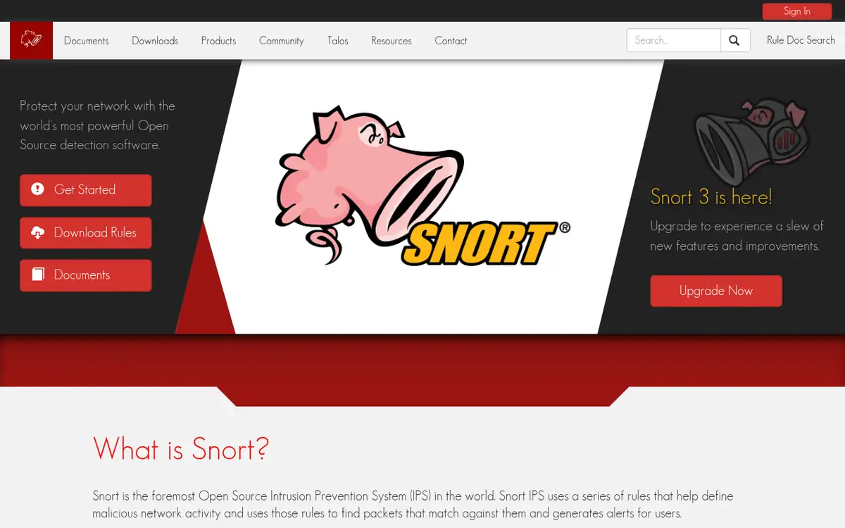Homepage of Snort 3