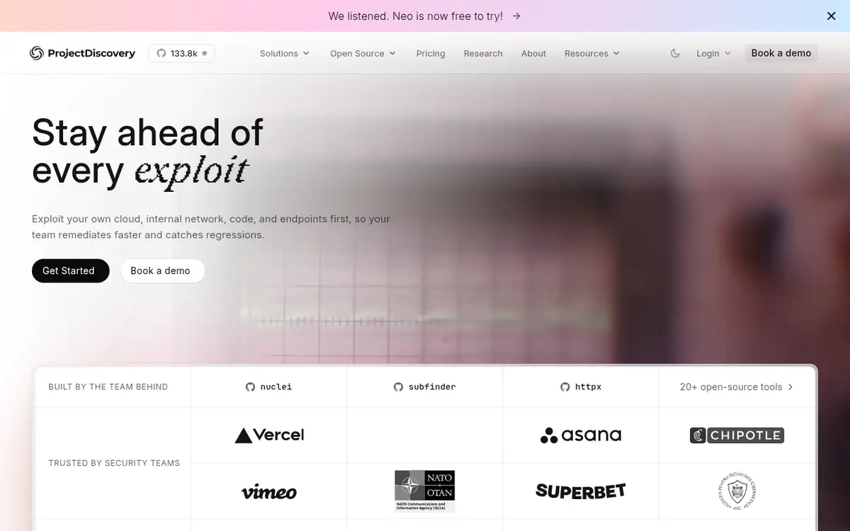 Homepage of Subfinder
