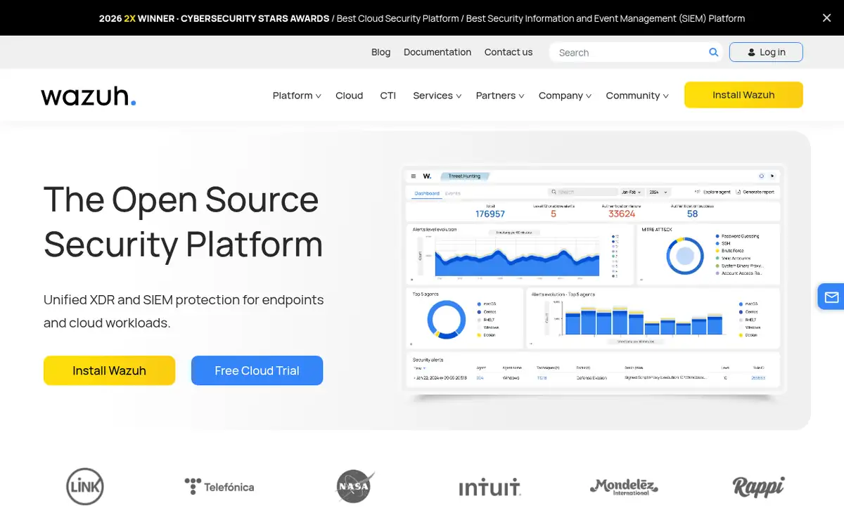 Homepage of Wazuh