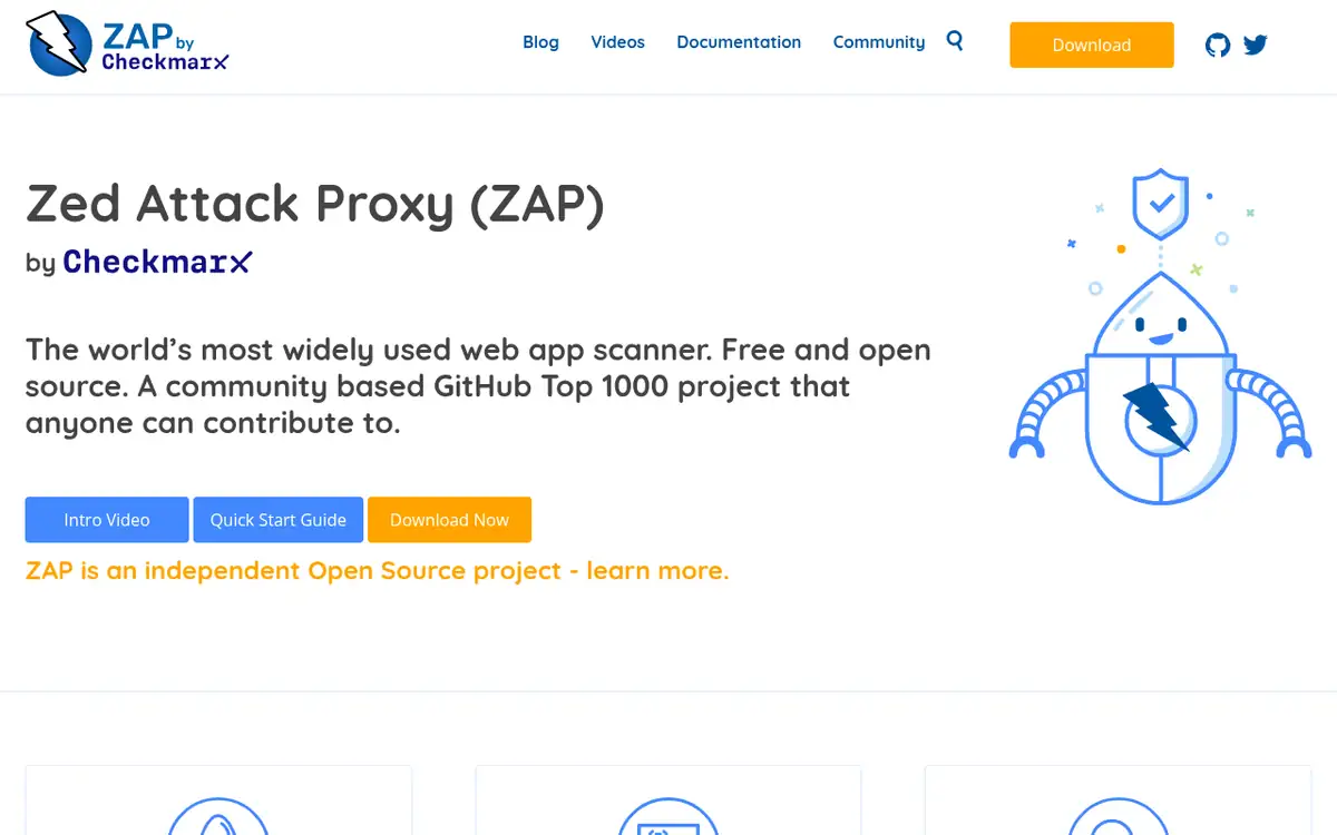 Homepage of ZAP